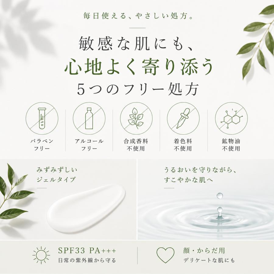 日焼け止め UVジェル 敏感肌 顔・体用 保湿 SPF33 PA+++ 日本製
