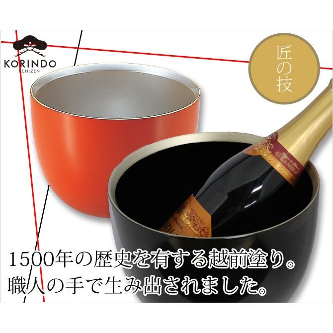 かわいい おしゃれ ワインクーラー 和風 和柄 漆器 黒 縁銀ワイン