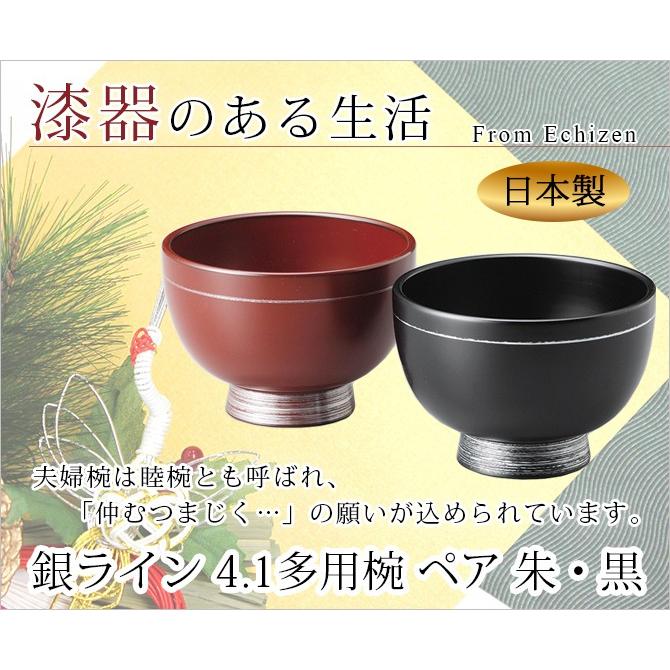 夫婦椀 お椀 木製 日本製 ペア 結婚祝い あさごはん 味噌汁 越前漆器