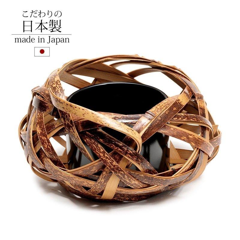 竹製 虎の彫刻 花器 花器 水盤 生花 かご 竹 天然素材 和 手作り 日本製 虎竹 姫水盤 3533
