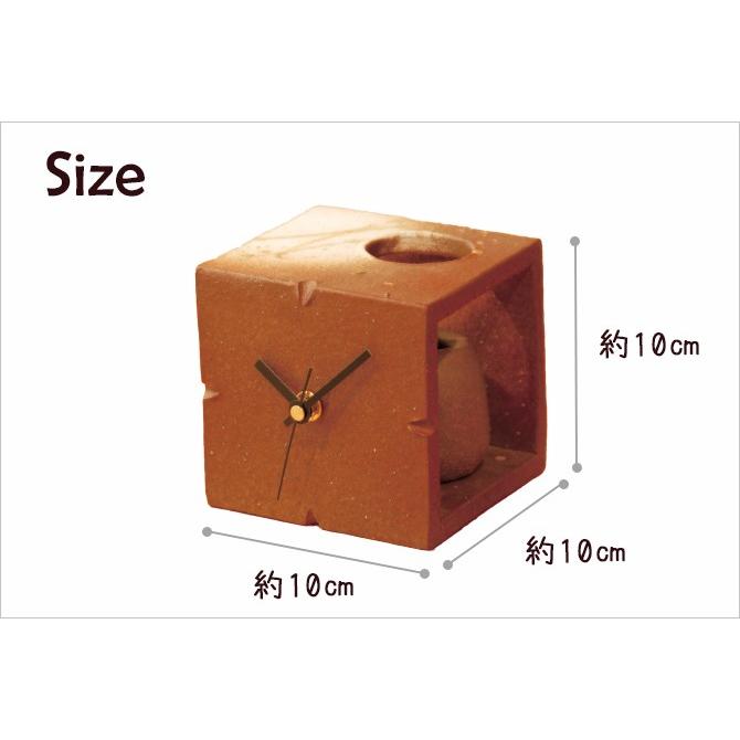 時計 置時計 レッドキューブ（花入付） G5-0407 信楽焼 Clock 一輪挿し
