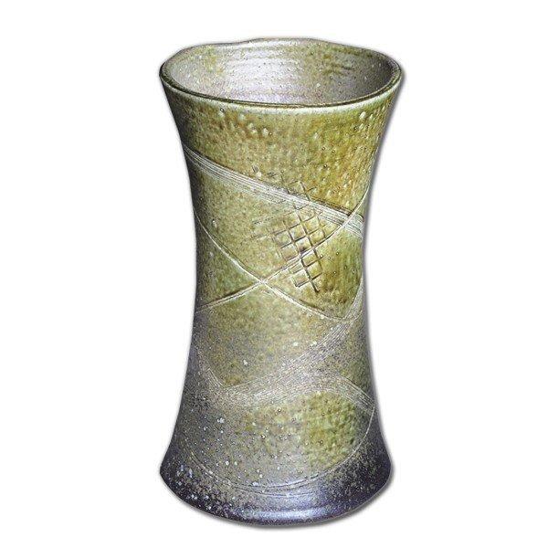 信楽焼傘立て 緑釉耳付き 高さ45cm