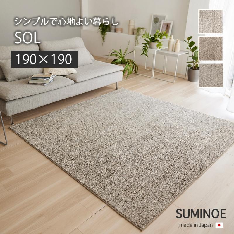 スミノエ マット カーペット 敷物 ラグ ソル22AW 190×190 ソル 22AW