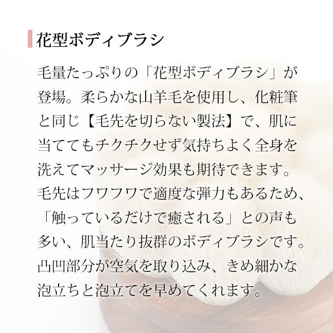 ボディブラシ ブラシ ボディケア バス お風呂 お風呂グッズ 高級 熊野筆 伝統工芸品 洗う 山羊毛 ふわふわ 日本製 晃祐堂  W1-B002F/花型ボディブ...｜kodawari-zakka｜03