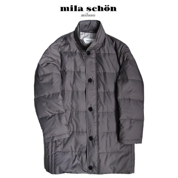 ミラショーン ダウンコート スタンドカラー グレー ハーフコート 軽量 新合繊素材 秋冬物 メーカー正規品