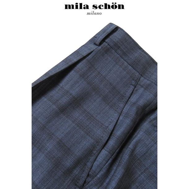 只今20％オフ ミラショーン スーツ グレンチェック ブルー ウール シルク 春夏物の画像