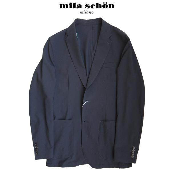 只今20％オフ ミラショーンシャツジャケット シャドーストライプ サラサラ サッカー織 ネイビー 正規商品 春夏物 メーカー正規品の画像