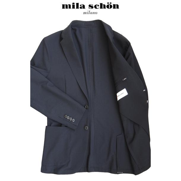 只今20％オフ ミラショーンシャツジャケット シャドーストライプ サラサラ サッカー織 ネイビー 正規商品 春夏物 メーカー正規品の画像