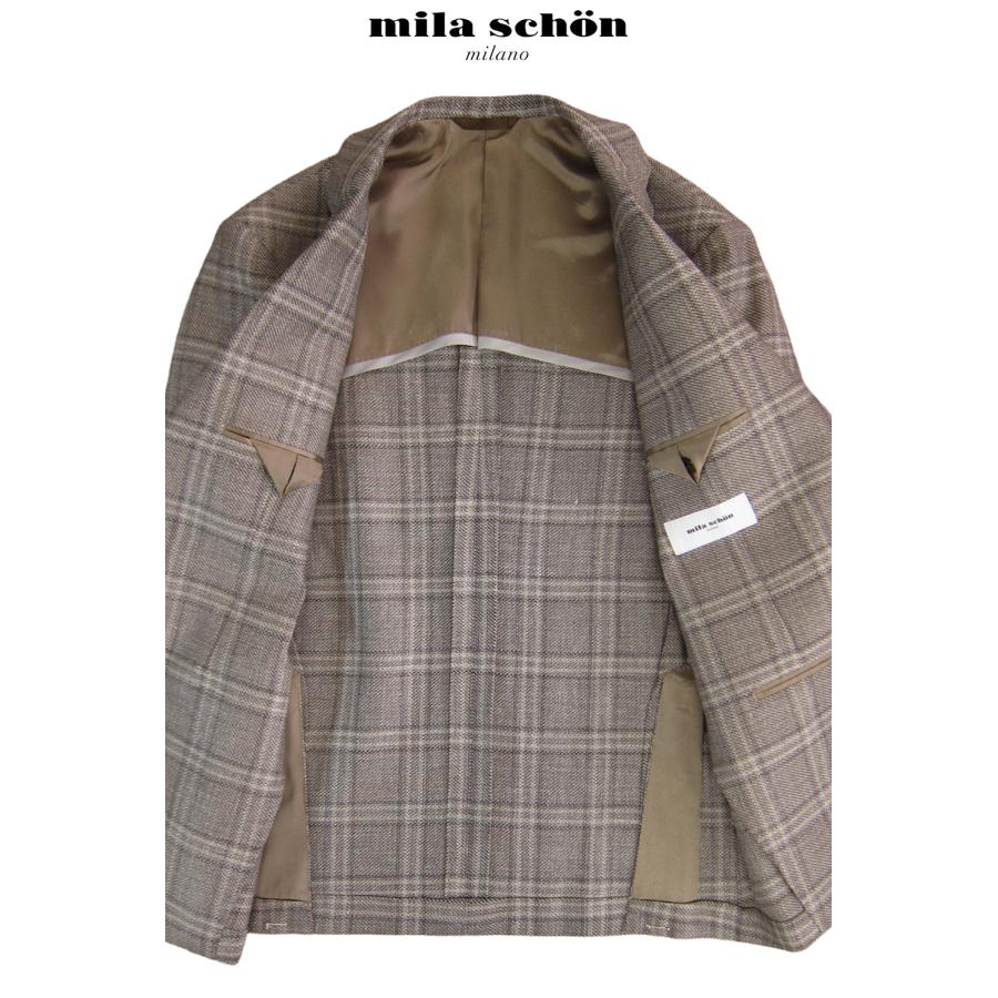 只今20％オフ ミラショーン ジャケット 春夏 ベージュ グレン チェック シルク混 リネン混 ビジネス カジュアル 軽量 清涼 日本製 メーカー正規品の画像