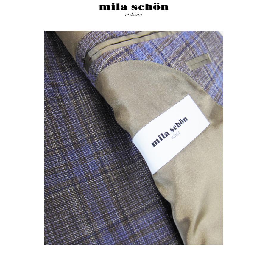 只今20％オフ ミラショーン ジャケット 春夏 グレンチェック シルク混 ブルー ベージュ カジュアル 軽量 日本製 メーカー正規品の画像