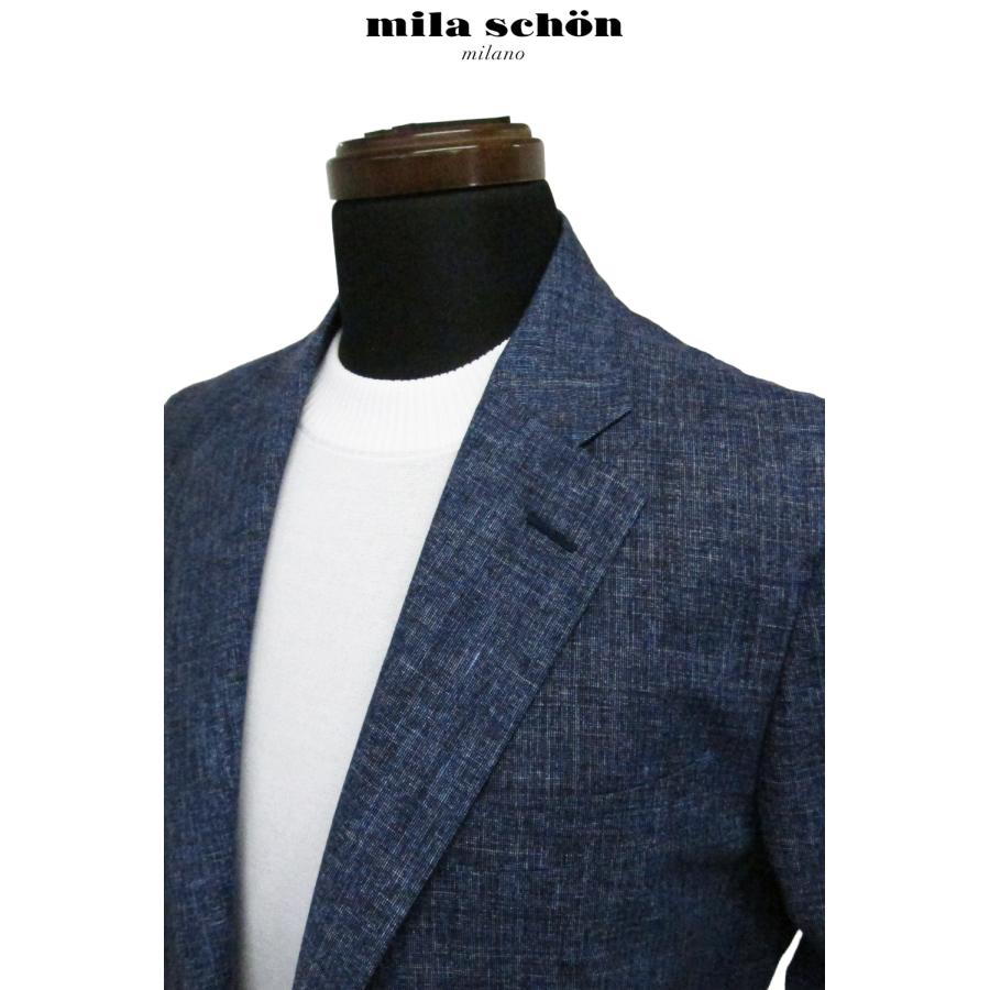 只今20％オフ ミラショーン ジャケット  リネン混 サマーブルー 無地調 織柄 カジュアル 軽量 清涼 日本製 メーカー正規品の画像