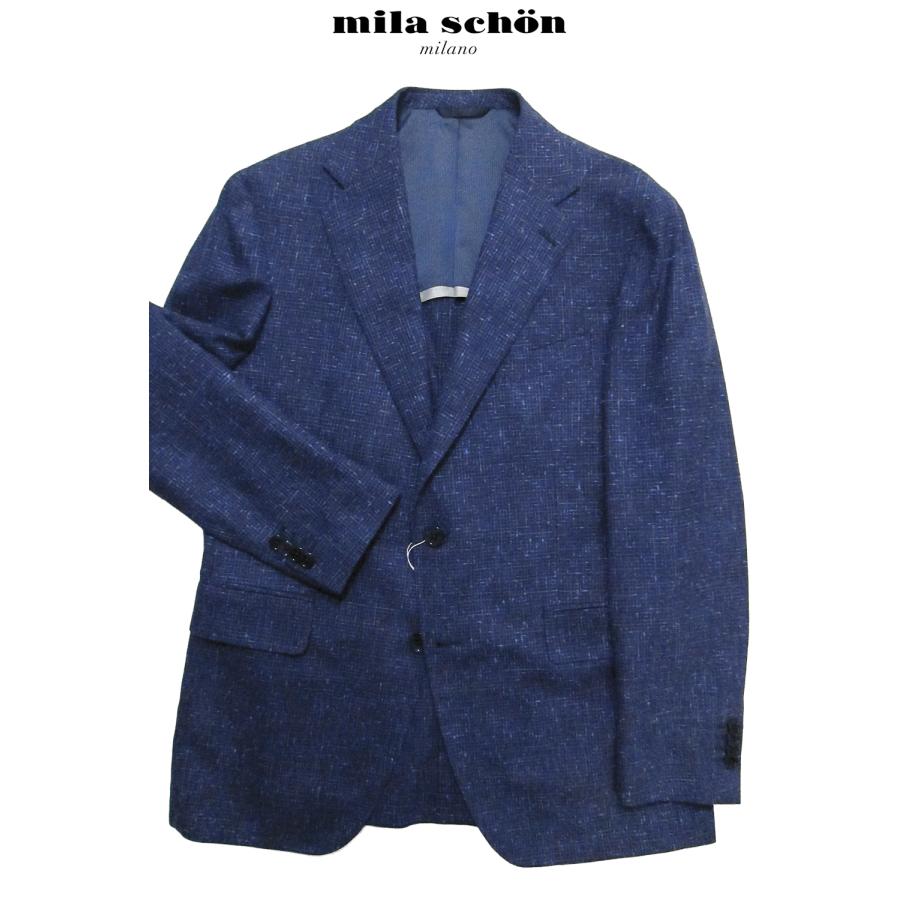 只今5％オフ ミラショーン ジャケット  シルク リネン混 スラブ チェック ブルー イタリア ロロピアーナ社素材  軽量 日本製 メーカー正規品の画像