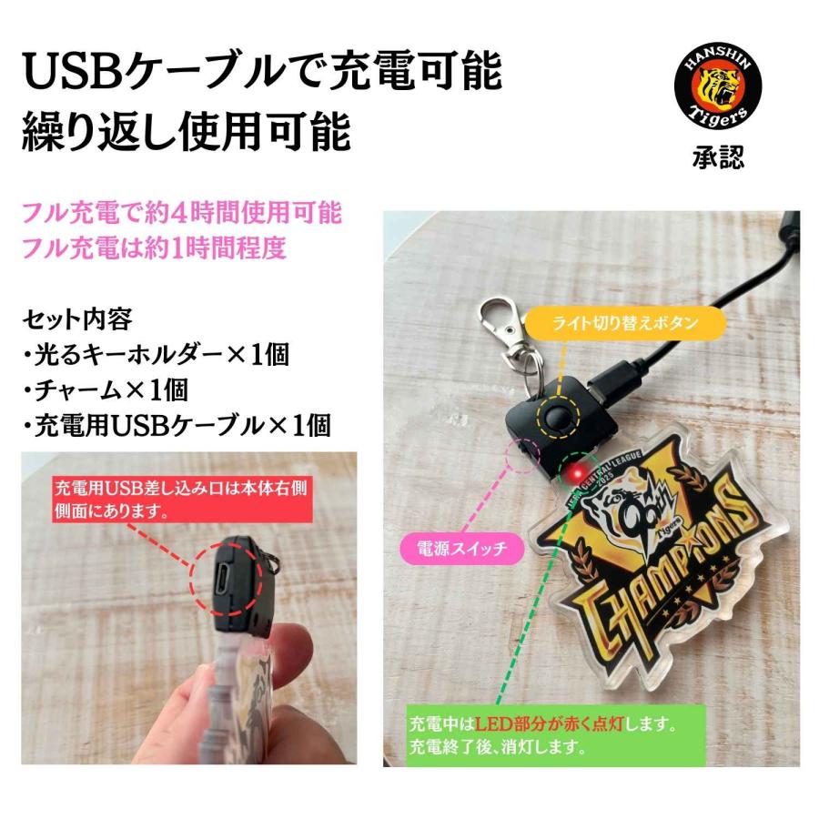 リーグ優勝ロゴ 阪神タイガース 大きな光るLEDキーホルダー USB充電式