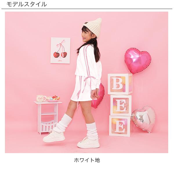 Bee des Bee ラインリボンセットアップ クロップド丈長袖トップス