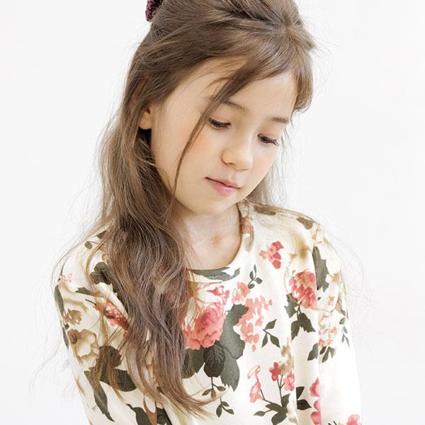 Bee des Bee 裏起毛総柄ワンピース 長袖 子供服 キッズ ジュニア