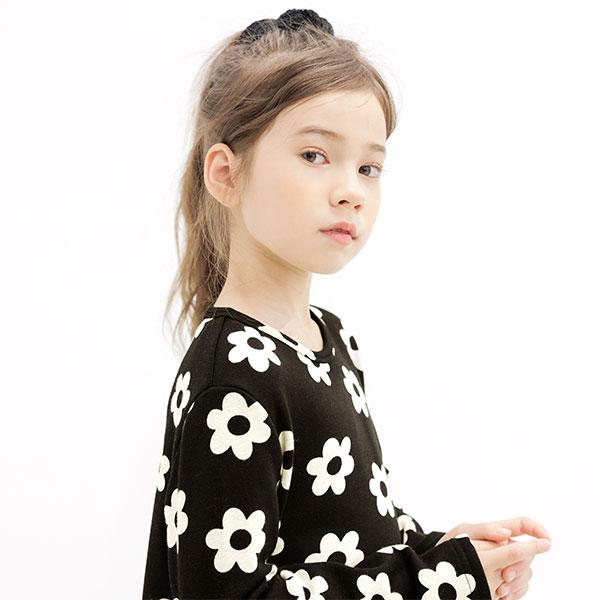 Bee des Bee 裏起毛総柄ワンピース 長袖 子供服 キッズ ジュニア