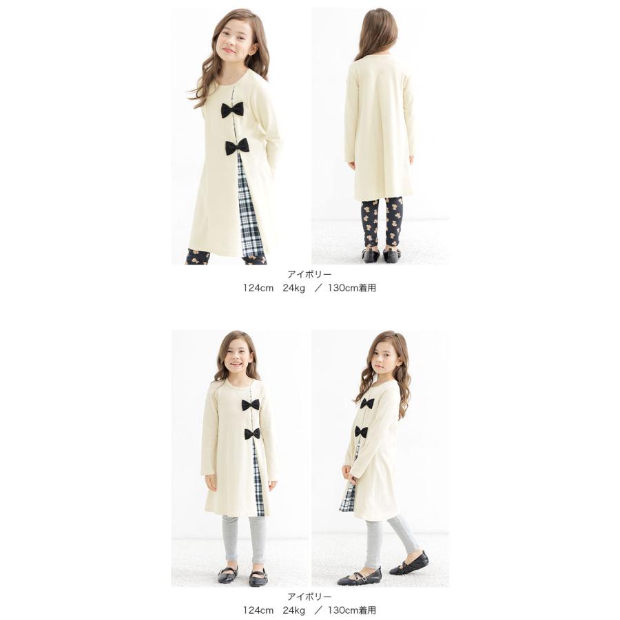 Bee des Bee ワンピース 長袖 子供服 キッズ ジュニア 女の子 リボン