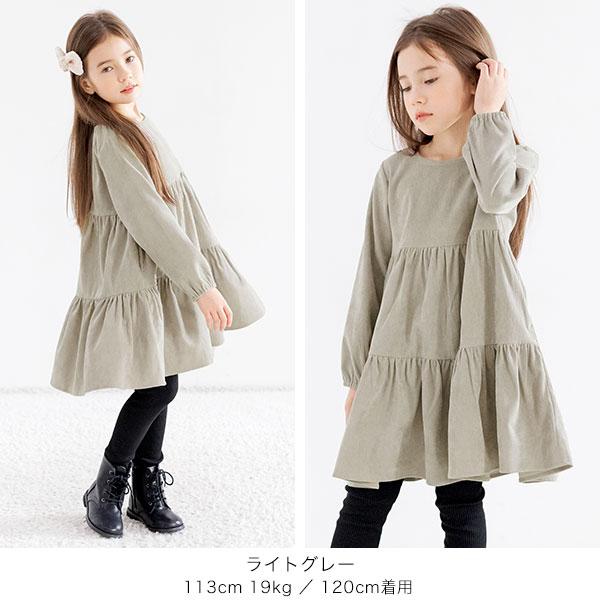 キッズ服(100cm~) フード付きライトグレー長袖ワンピース 150cm
