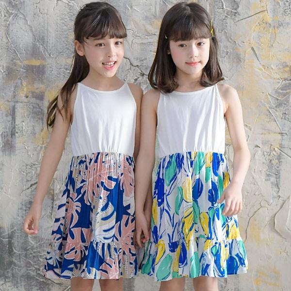 ワンピース 韓国子供服 Bee 女の子 カジュアル ナチュラル キッズ ワンピ キャミワンピ フルーツ柄 ハイビスカス リゾート 春 夏 100 110 1 130 140 150 Shh 子供服bee 通販 Yahoo ショッピング