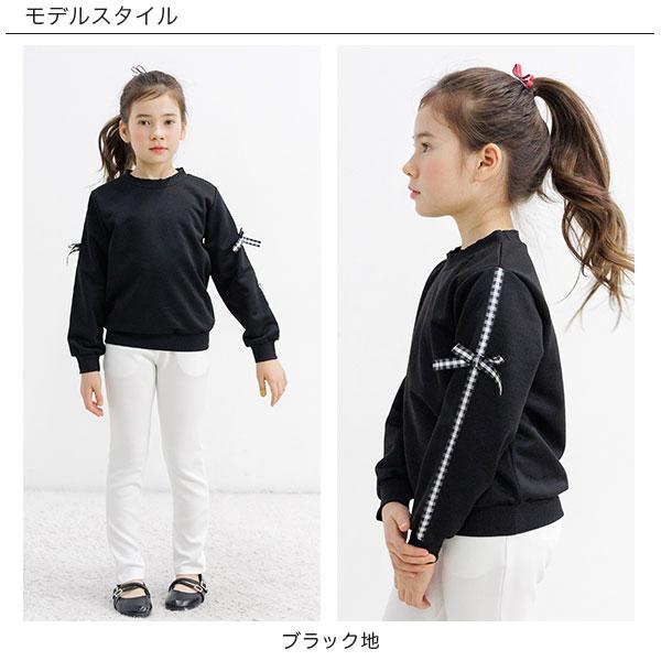 袖リボントップス 子供服 子ども服 こども服 キッズ 女の子 トレーナー リボン 無地 柄 長袖 春 秋 冬 100 110 120 130 140 150 24年SS新作｜kodomofuku-bee｜05