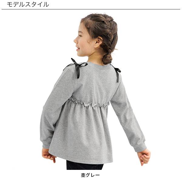 肩リボントップス 子供服 子ども服 こども服 キッズ 女の子 トレーナー 無地 リボン フリル 長袖 春 秋 冬 100 110 120 130 140 150 24年SS新作｜kodomofuku-bee｜06