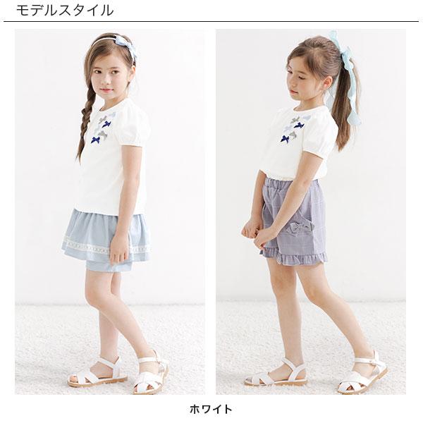 リボントップス 子供服 子ども服 こども服 キッズ 女の子 トップス パフスリーブ リボン 無地 半袖 春 夏 100 110 120 130 140 150 SS新作｜kodomofuku-bee｜04