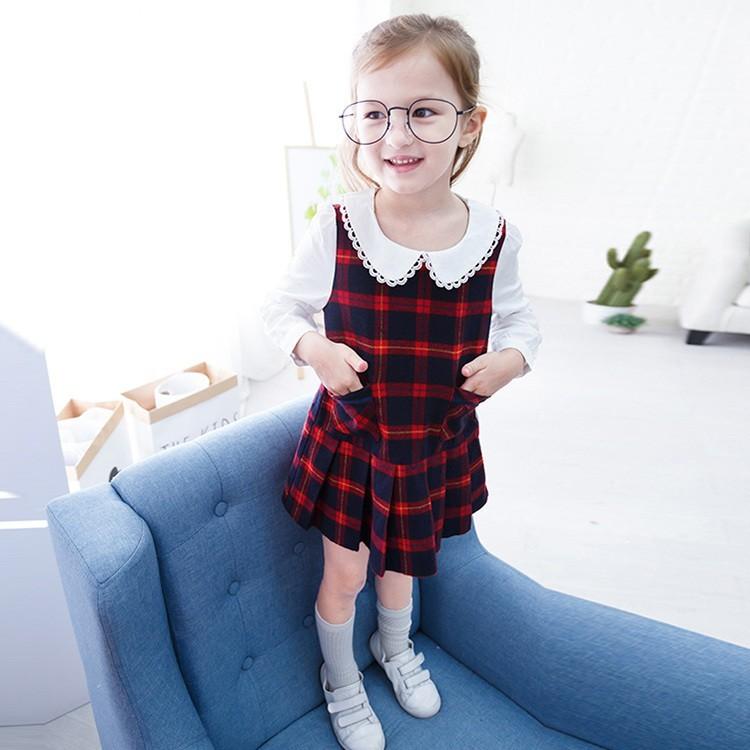 子供服kids World 秋新作 キッズ スクールガール風 タータン チェック柄切り替えワンピース 丸襟付き 可愛い 長袖 チェック ワンピース 5 400円以上送料無料 子供服 Kids World 通販 Yahoo ショッピング