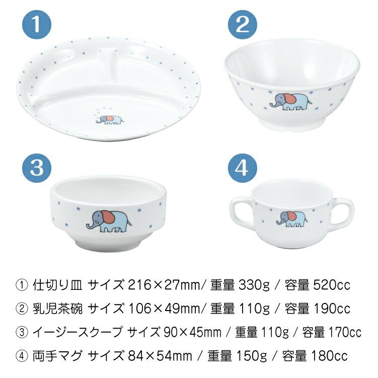 食器 子供 食器セット 皿 ボウル 小鉢 茶碗 ワンプレート プレート ダイアセラムギフト食器 ぷくぷくぞうさんアイスブルー ギフトセット_9