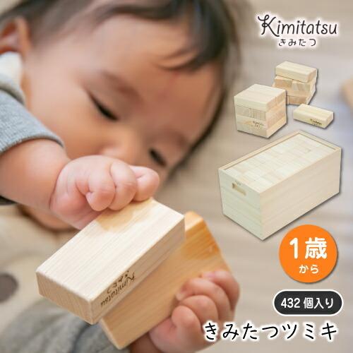 知育玩具 木のおもちゃ きみたつツミキ 432個入り 1才から 遊び 木製