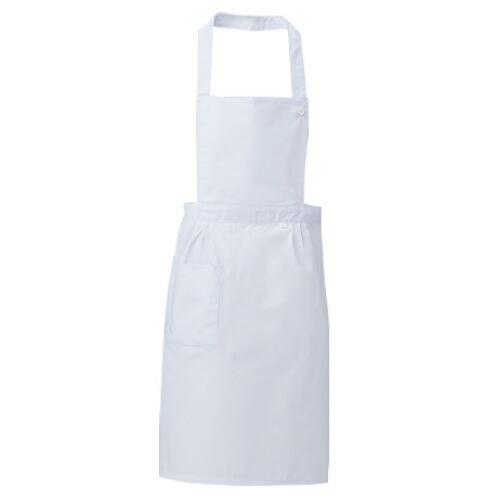 給食着 制菌 エプロン 白 無地 ポケット付き LL |N＃501| サロン