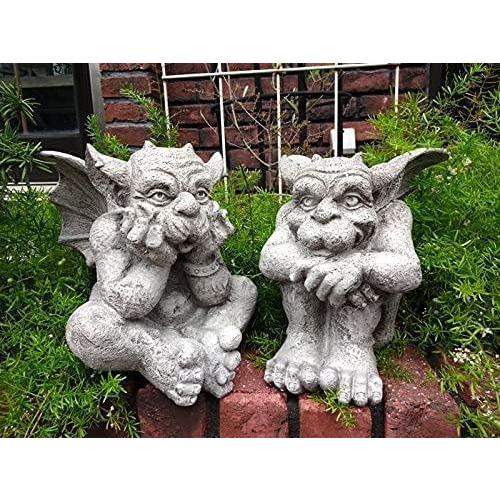 ガーゴイル２個組セット 庭 置物 イングリッシュガーデン 中世