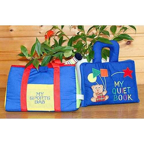 布絵本MY QUIET BOOK　　ベア ブルー&布のスポーツバック゛