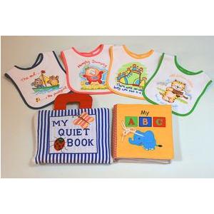 布絵本 MY QUIET BOOK　NEW ENGLISH VERSIONブルーストライプ MY ABC BOOK おまけ付きウィークリービブセットスマートレッスンギフトセット 知育