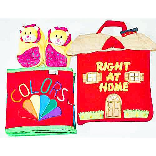 布絵本 RIGHT AT HOMEとCOLORS&SHAPES BOOKとおまけ付きアニマルルームシューズ　ジョイフルギフトセット | 