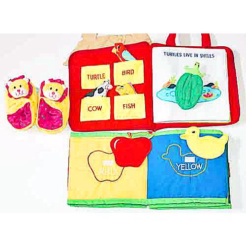 布絵本 RIGHT AT HOMEとCOLORS&SHAPES BOOKとおまけ付きアニマルルームシューズ　ジョイフルギフトセット |  | 01