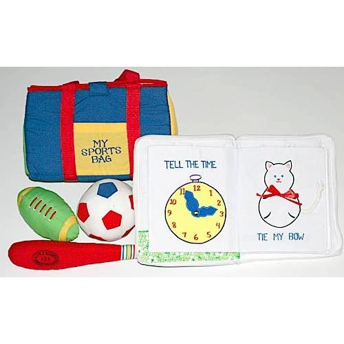 布おもちゃ 布絵本 MY QUIET BOOKブルーストライプ&布おもちゃ"MY SPORTS BAG"ファンタイムプレイ&ラーンギフトセット 送料無料_2