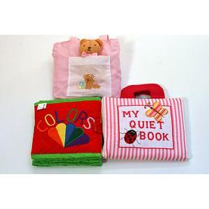 布ピクチャーブック MY  QUIET  BOOK NEW ENGLISH VERSION サクラ色縞模様 COLORS  SHAPES おまけ付き添い人ベビーズバッグ ハッピーギフトセット 知育 おもちゃ-知育玩具-ゲーム、おもちゃ