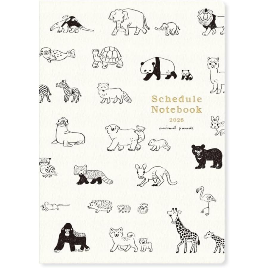 スケジュール帳 オールアニマル 手帳 2026年 令和8年 月曜始まり a5
