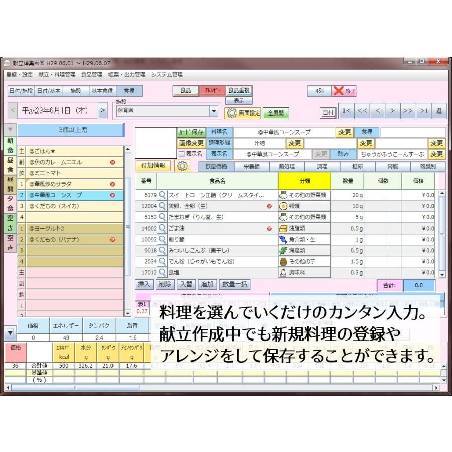 【栄養計算ソフト】EIBUN LiteJr Ver.2（保育園版）_2
