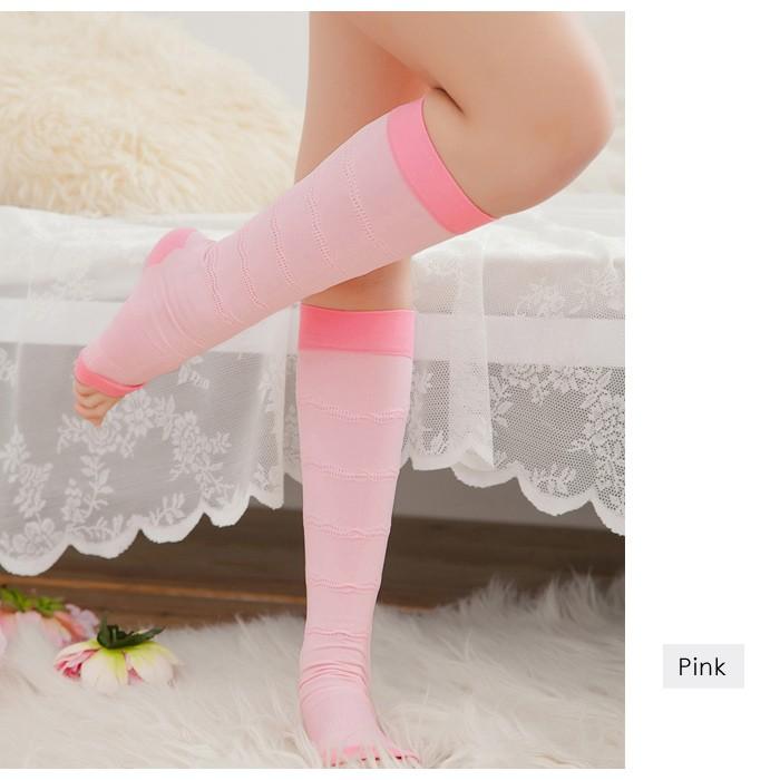着圧ソックス ピンク ホットキュット マタニティ着圧ソックス 夜用ハイソックス