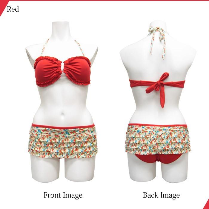 水着 ビキニ 2025 新作 送料無料水着 レディース 2点セット ティアードフリル ハイウエスト タンキニ 2点セット 花柄 大きいサイズ ホルターネック レース | KOEISTORE | 07