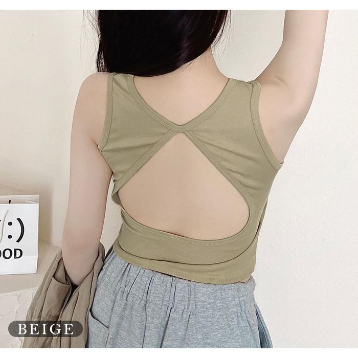 ブラトップ レディース 春 夏 春夏 黒 白 タンクトップ 背中見せ ノンワイヤー カップ付き ブラック ホワイト ブラジャー ナイトブラ 無地 インナー 体型カバー | KOEISTORE | 17
