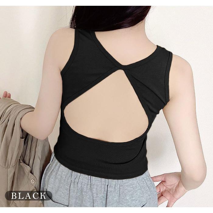 ブラトップ レディース 春 夏 春夏 黒 白 タンクトップ 背中見せ ノンワイヤー カップ付き ブラック ホワイト ブラジャー ナイトブラ 無地 インナー 体型カバー | KOEISTORE | 20