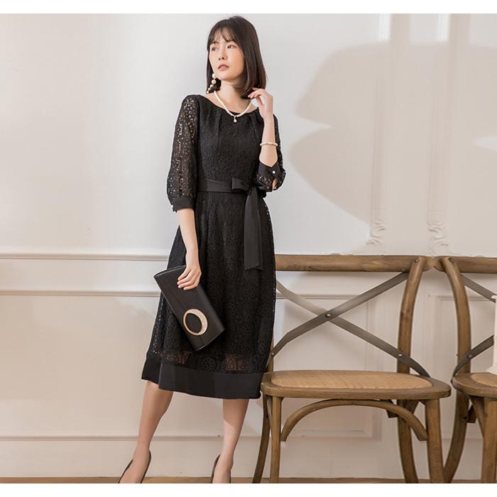 パーティードレス レディース 結婚式 ドレス 黒 紺 ワンピース レース 大人 ピンク ネイビー ブラック フォーマル お呼ばれ 代 30代 40代 ママ 母 送料無料 Y013 Koei Store 通販 Yahoo ショッピング