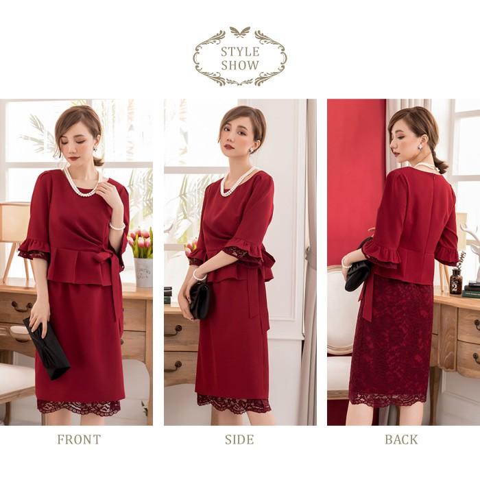 パーティードレス レディース 結婚式 ドレス レース セットアップ 大人 スカート スーツ 大きいサイズ お呼ばれ 20代 30代 40代 ママ 母 OL 送料無料 KOEISTORE（コウエイストア） パーティードレス レディース 結婚式