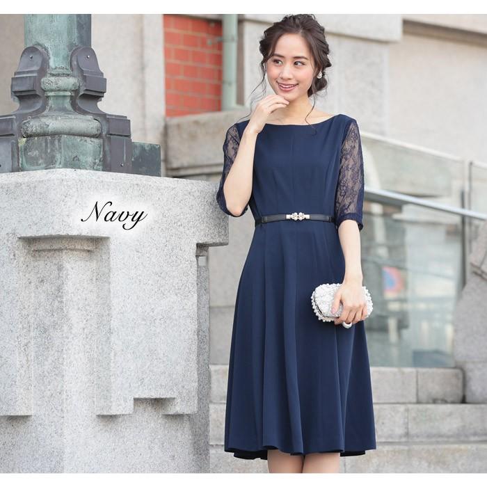 パーティードレス レディース 結婚式 紺 黒 ドレス Aライン ワンピース 半袖 フレアワンピ 大人 M L お呼ばれ 代 30代 40代 ママ 母 Ol 送料無料 Y Koei Store 通販 Yahoo ショッピング