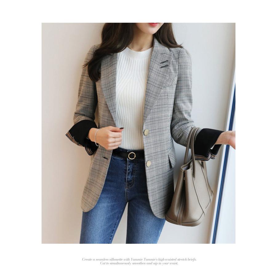 オンリー　テーラードジャケット　オフィスカジュアル　グレンチェック　高見え オンリー テーラードジャケット オフィスカジュアル グレン