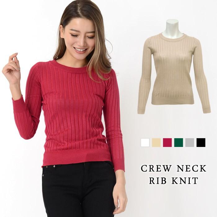 ニット レディース トップス 秋 冬 秋冬 長袖 黒 白 セーター 無地 クルーネック リブニット ベーシック 大人 通勤 代 30代 40代 Ol ママ 母 送料無料 Y4054 Koei Store 通販 Yahoo ショッピング