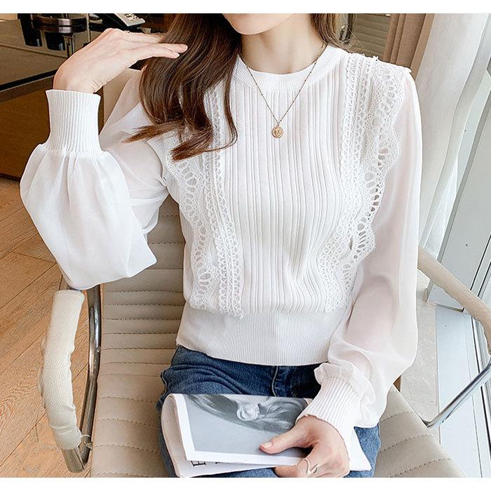 KOEISTORE ニットトップス レディース 春 夏 春夏 白 黒 長袖 KOEISTORE ニットトップス レディース 春 夏 春夏 白 黒 長袖