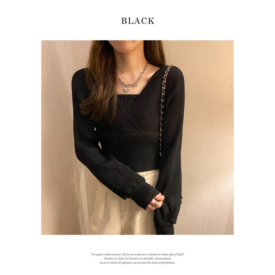 KOEISTORE ニットトップス レディース 春 夏 春夏 黒 白 長袖 KOEISTORE ニットトップス レディース 春 夏 春夏 黒 白 長袖